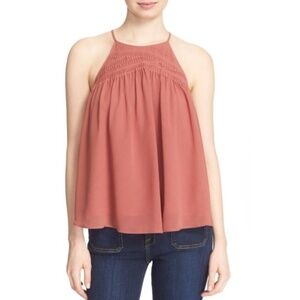 Joie Soseh Smocked Silk Sleeveless Top
